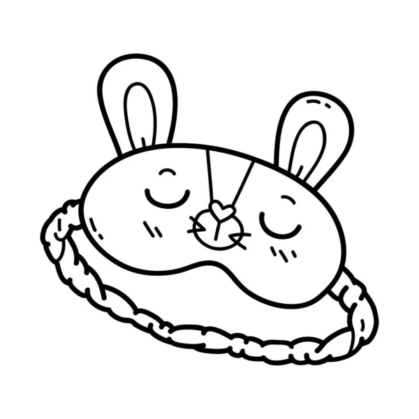 Wektor Ilustracja Zarysu Doodle Baby Sleep Mask Dla Dzieci Kolorowanki — Wektor stockowy