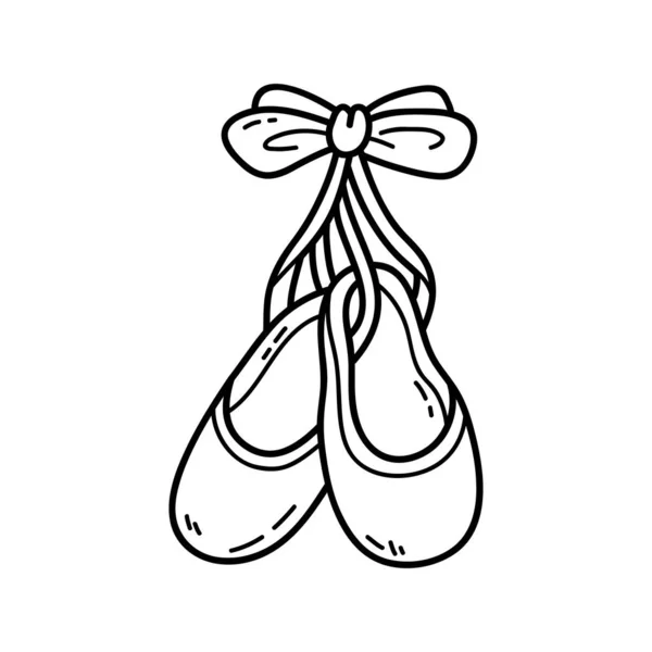 Vector Illustration Outline Doodle Baby Ballet Shoes Children Coloring Scrap — Stock Vector
