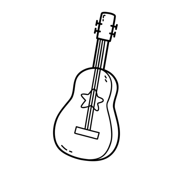 Vector Illustration Outline Doodle Baby Guitar Children Coloring Scrap Book — Stock Vector