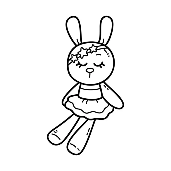 Ilustración Vectorial Bosquejo Doodle Baby Bunny Para Niños Libro Colorear — Vector de stock