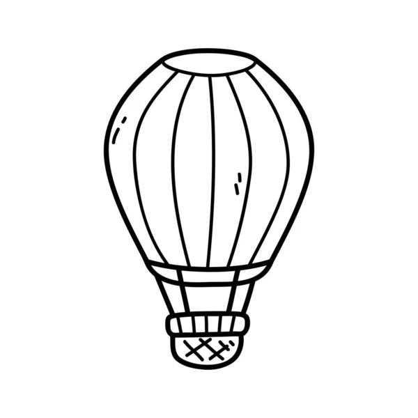 Ilustración Vectorial Del Globo Aire Caliente Del Doodle Del Contorno — Vector de stock