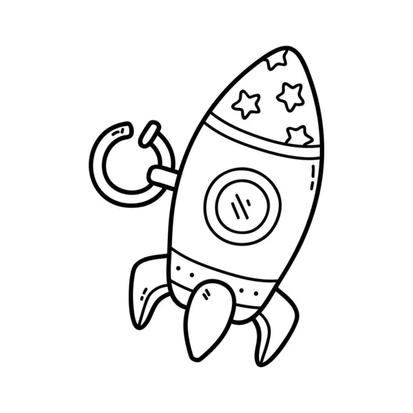 Vector Illustration Outline Doodle Baby Rocket Children Coloring Scrap Book — Stock Vector