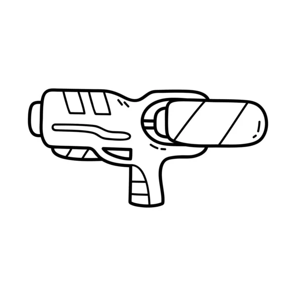 Vector Illustration Outline Doodle Baby Boy Water Gun Children Coloring — Stock Vector