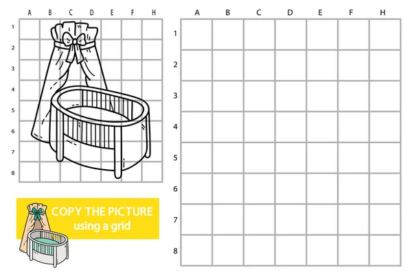 Ilustración Vectorial Cuadrícula Copia Imagen Juego Puzzle Educativo Con Cuna — Archivo Imágenes Vectoriales