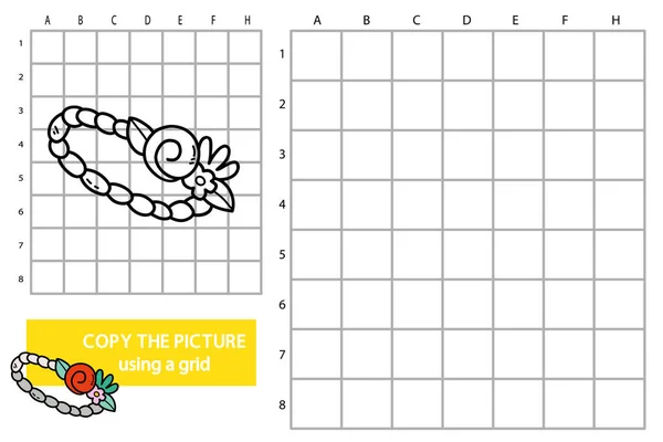 Ilustración Vectorial Cuadrícula Copia Imagen Juego Puzzle Educativo Con Diadema — Vector de stock