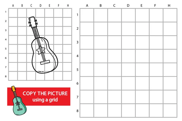 Illustration Vectorielle Jeu Puzzle Éducatif Avec Guitare Doodle — Image vectorielle