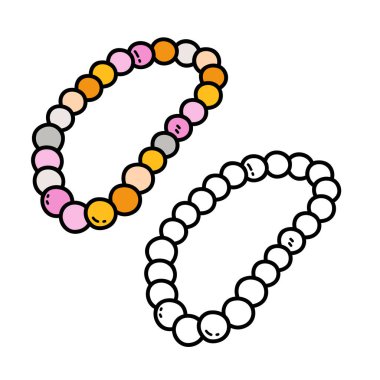 Çocuklar için karalama kadın boncukları ve hurda kitabının vektör çizim sayfası