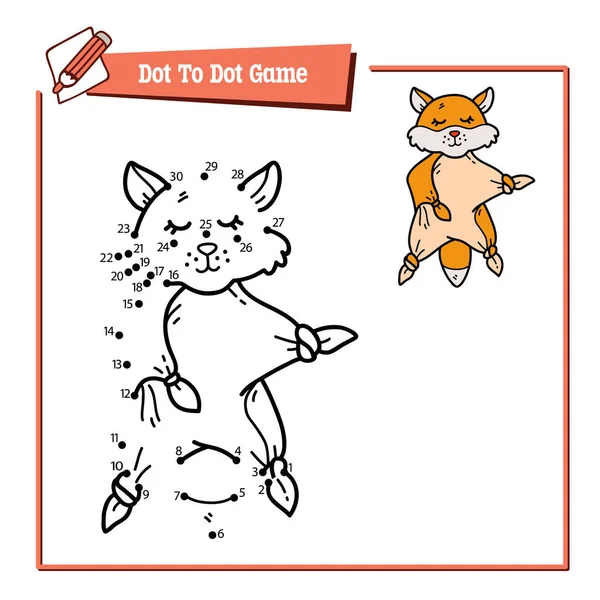 Ilustração Vetorial Jogo Educativo Ponto Ponto Puzzle Com Doodle Fox — Vetor de Stock