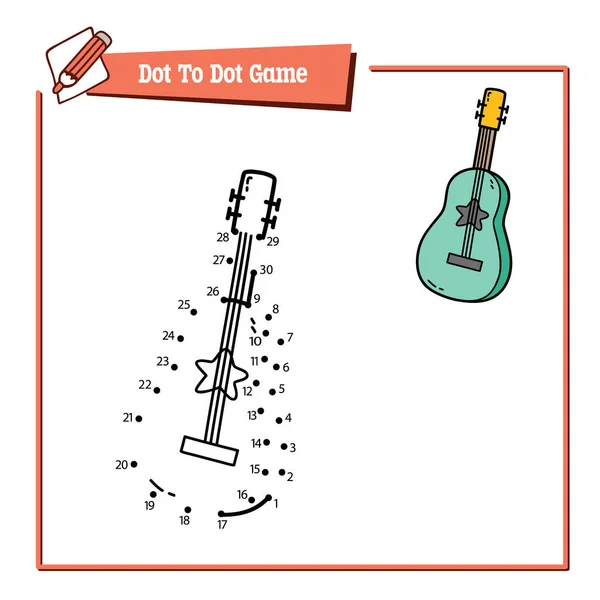 Illustration Vectorielle Jeu Éducatif Point Point Puzzle Avec Guitare Doodle — Image vectorielle