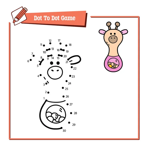 Illustrazione Vettoriale Gioco Educativo Dot Dot Puzzle Con Doodle Giraffa — Vettoriale Stock