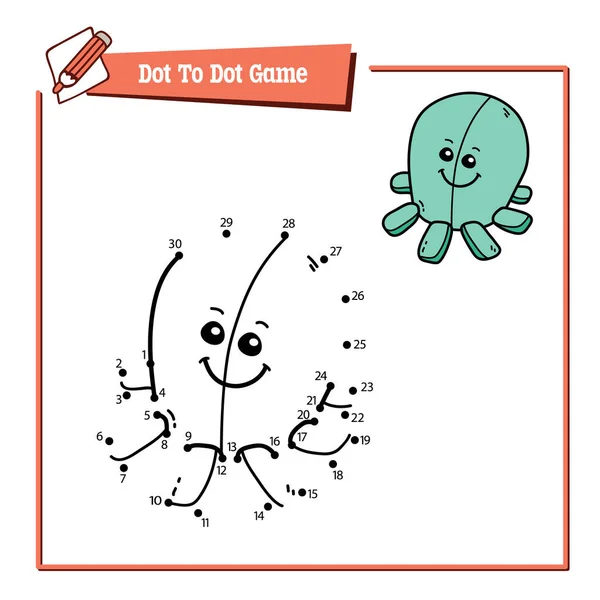 Vektorové Ilustrace Vzdělávací Hra Tečka Tečku Puzzle Doodle Chobotnice Pro — Stockový vektor