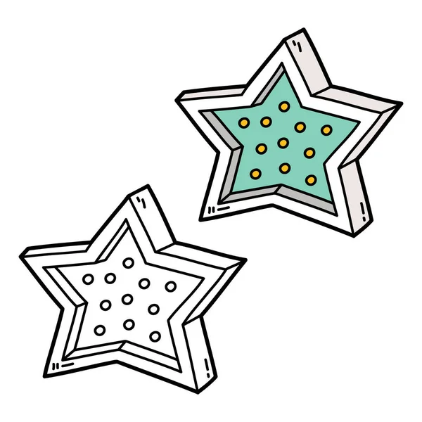 Vektor Illustration Färg Sida Doodle Stjärna Nattljus För Barn Och — Stock vektor