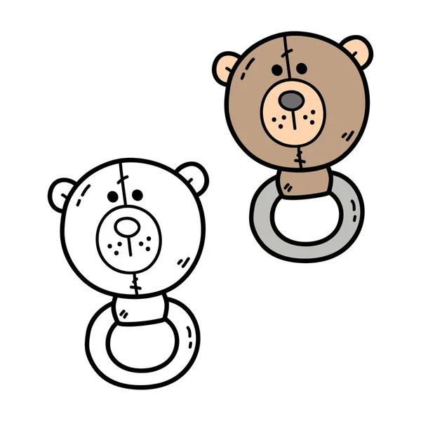 Εικονογράφηση Διάνυσμα Χρωματισμός Σελίδα Του Doodle Αρκούδα Κουδουνίστρα Για Παιδιά — Διανυσματικό Αρχείο