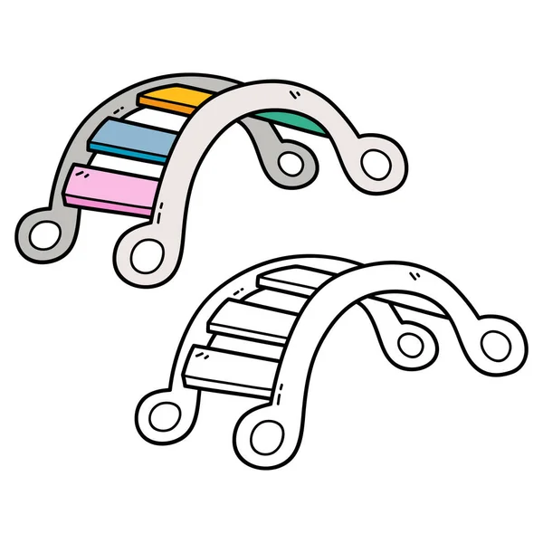 Vector Illustration Coloring Page Doodle Rainbow Gurney Children Scrap Book — 图库矢量图片