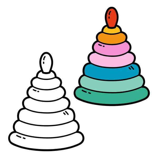 Vector Illustratie Kleurplaat Van Doodle Piramide Voor Kinderen Schroot Boek — Stockvector