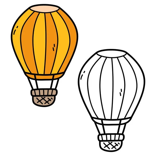 Vector Ilustración Para Colorear Página Doodle Globo Aire Caliente Para — Vector de stock