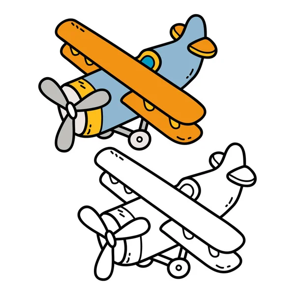 Vektor Illustration Malseite Von Doodle Flugzeug Für Kinder Und Schrottbuch — Stockvektor