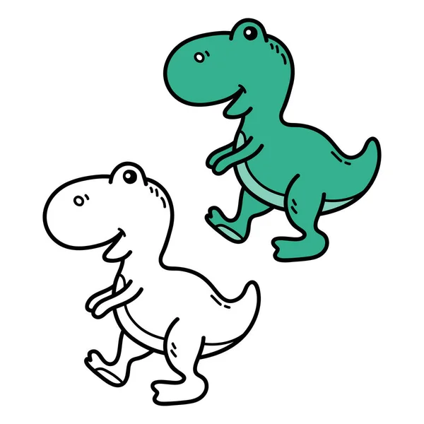 Vector Illustratie Kleurplaat Van Doodle Dinosaurus Voor Kinderen Schroot Boek — Stockvector