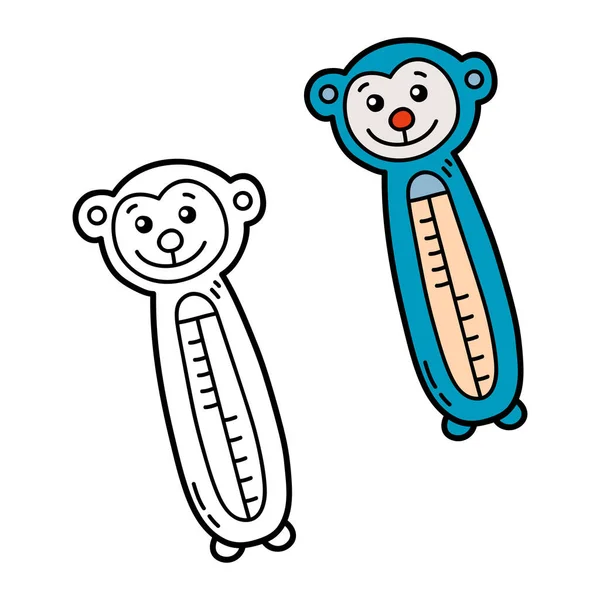 Página Colorir Ilustração Vetorial Termômetro Doodle Para Crianças Livro Sucata — Vetor de Stock