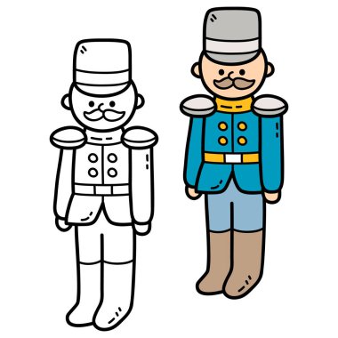 Çocuklar ve hurda kitapları için karalama askerinin vektör illüstrasyon sayfası