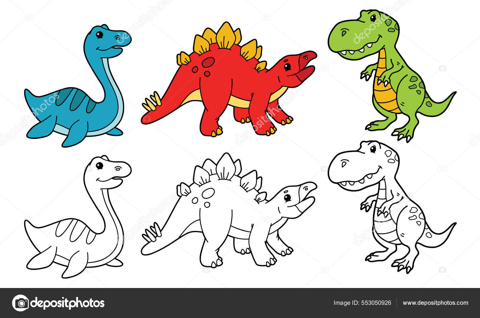 Dinossauro desenho animado personagem colorir livro imagem