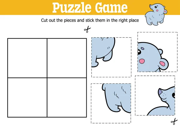 Jeu Puzzle Éducatif Vectoriel Pour Enfants Couper Coller Des Pièces — Image vectorielle