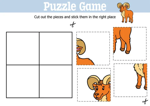 Jeu Puzzle Éducatif Vectoriel Pour Enfants Couper Coller Des Pièces — Image vectorielle