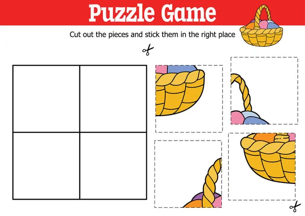 Jeu Puzzle Éducatif Vectoriel Pour Enfants Couper Coller Des Pièces — Image vectorielle