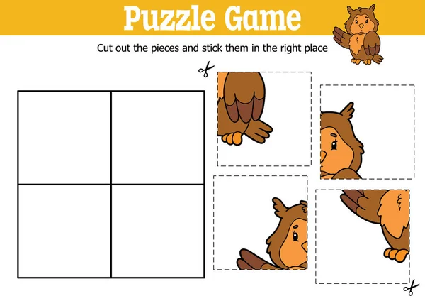 Jeu Puzzle Éducatif Vectoriel Pour Enfants Couper Coller Des Pièces — Image vectorielle