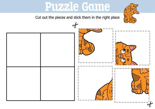 Jeu Puzzle Éducatif Vectoriel Pour Enfants Couper Coller Des Pièces — Image vectorielle