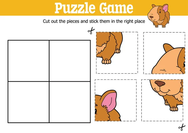 Jeu Puzzle Éducatif Vectoriel Pour Enfants Couper Coller Des Pièces — Image vectorielle