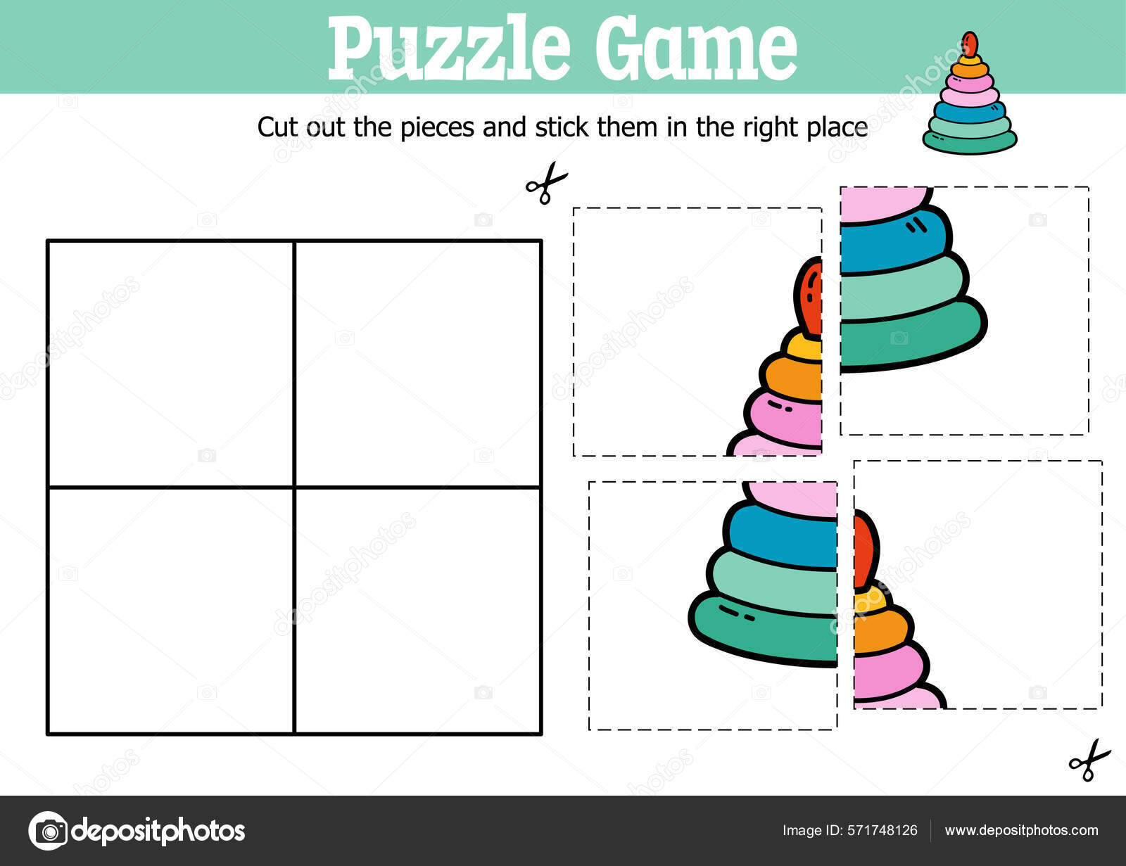 Detalhe de um jogo educacional de quebra-cabeça para crianças e adultos  doodle linear