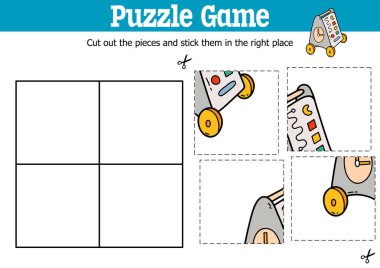 Vektör eğitimli çocuklar bulmaca oyunu karalama işlemleri ile parçaları kesip yapıştırmak için