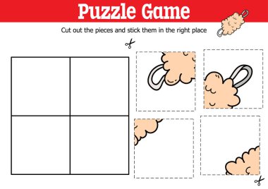 Vektör eğitimli çocuklar bulmaca oyunu karalama bezi ile parçaları kesip yapıştırmak için 