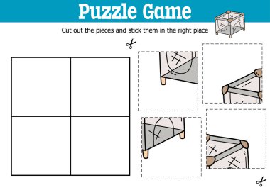 Bebekleri doğramak ve doğramak için vektör eğitimli çocuklar bulmaca oyunu