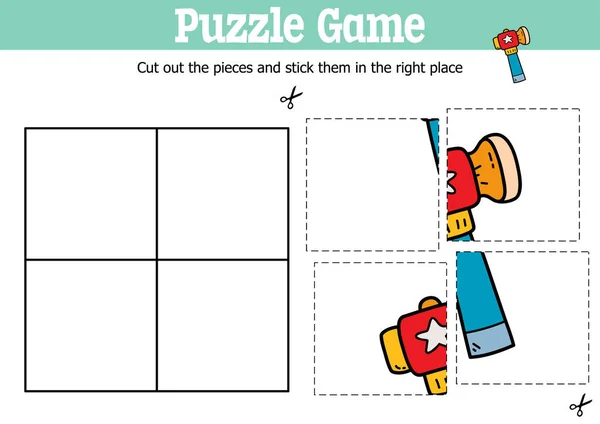 Jeu Puzzle Éducatif Vectoriel Pour Enfants Couper Coller Des Pièces — Image vectorielle