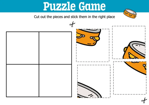 Jeu Puzzle Éducatif Vectoriel Pour Enfants Couper Coller Des Pièces — Image vectorielle