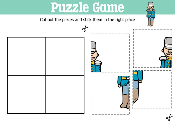 Jeu Puzzle Éducatif Vectoriel Pour Enfants Couper Coller Des Pièces — Image vectorielle