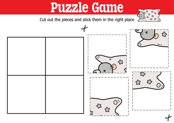 Vector Pädagogische Kinder Puzzle Spiel Zum Schneiden Und Kleben Stücke — Stockvektor