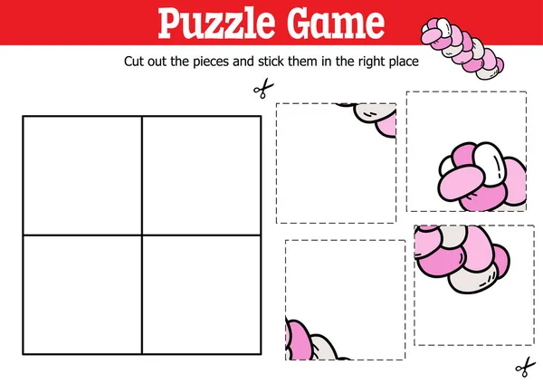 Jeu Puzzle Éducatif Vectoriel Pour Enfants Couper Coller Des Pièces — Image vectorielle