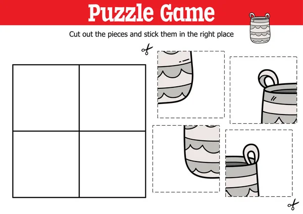 Jeu Puzzle Éducatif Vectoriel Pour Enfants Couper Coller Des Pièces — Image vectorielle