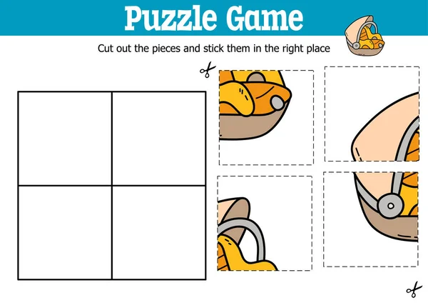 Jeu Puzzle Éducatif Vectoriel Pour Enfants Couper Coller Des Pièces — Image vectorielle