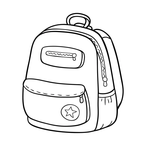 Vector Kids Coloring Page Outline Doodle School Bag — Stock Vector