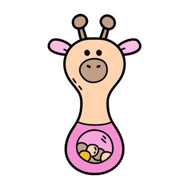 Karalama bebek çıngırağı zürafasının vektör simgesi