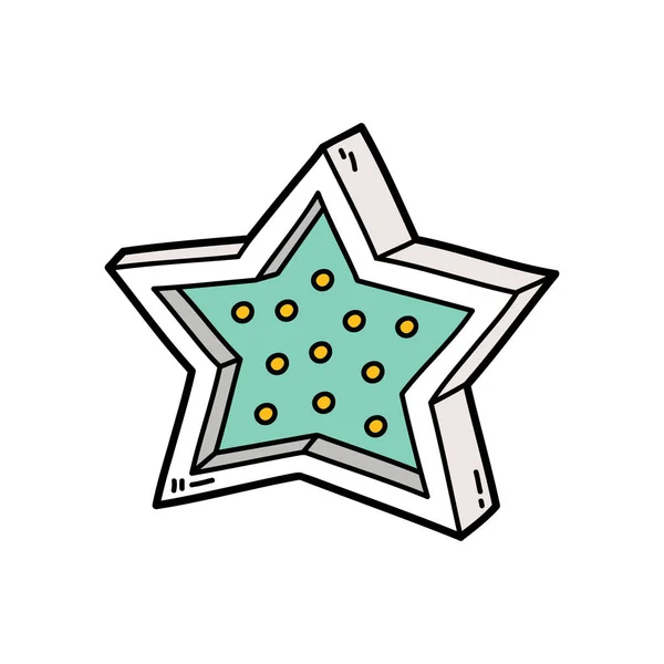 Vektor Ikon Illustration Klotter Trä Stjärna Nattljus — Stock vektor