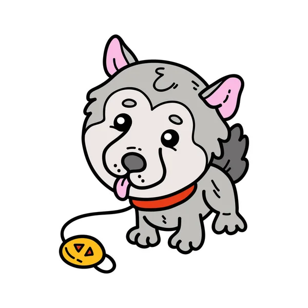Vector Icon Illustration Doodle Baby Puppy — Stock Vector