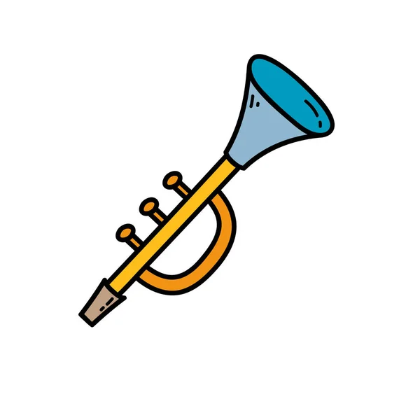 Vector Icon Illustration Doodle Trumpet — Stock Vector