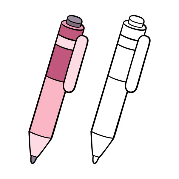 Vektor Illustration Färg Sida Tecknad Penna Med Exempel För Barn — Stock vektor