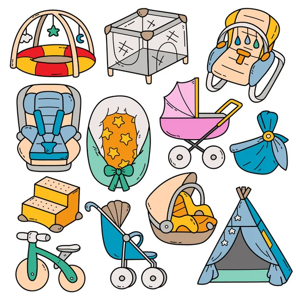 Cute Vector Collection Colorful Baby Helper Doodles Royalty Free Stock Vectors