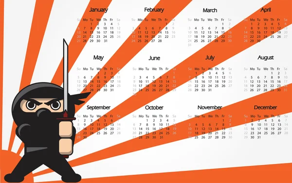 Calendario Ninja — Vector de stock